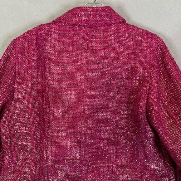 Chico's Jacket Women Size 12/14 Tweed Full Zip Glam Buttons Pockets Classic - Picture 10 of 16
